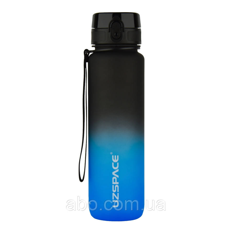Пляшка для води UZSPACE 3038(Black-Blue) 1000 мл, чорно-синя, фото 1