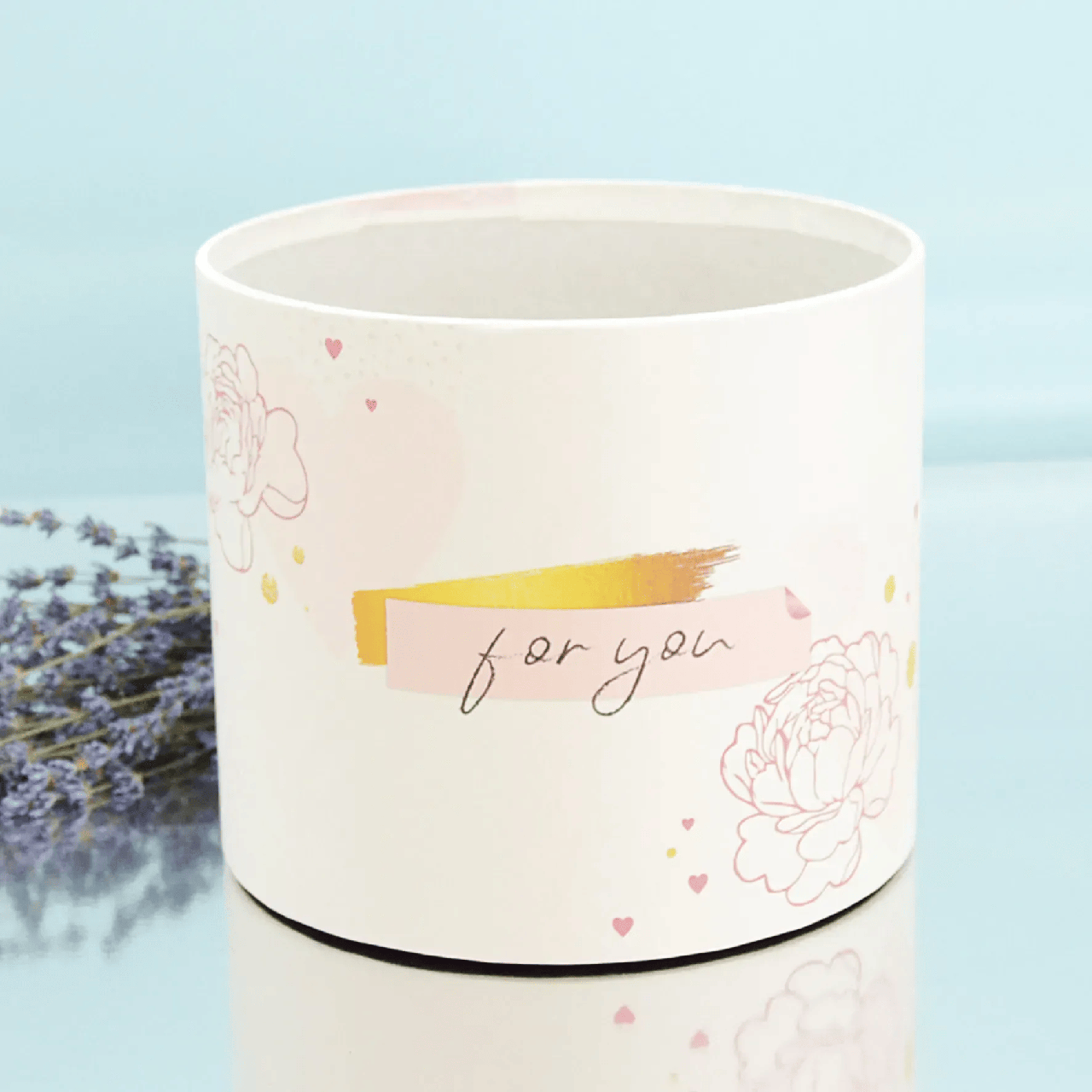 Кругла подарункова коробка "For you" біла 18х16 см. без кришки