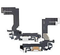 Шлейф для iPhone 13 mini з роз'ємом зарядки, з мікрофонами, сріблястий, Starlight, оригінал PRC