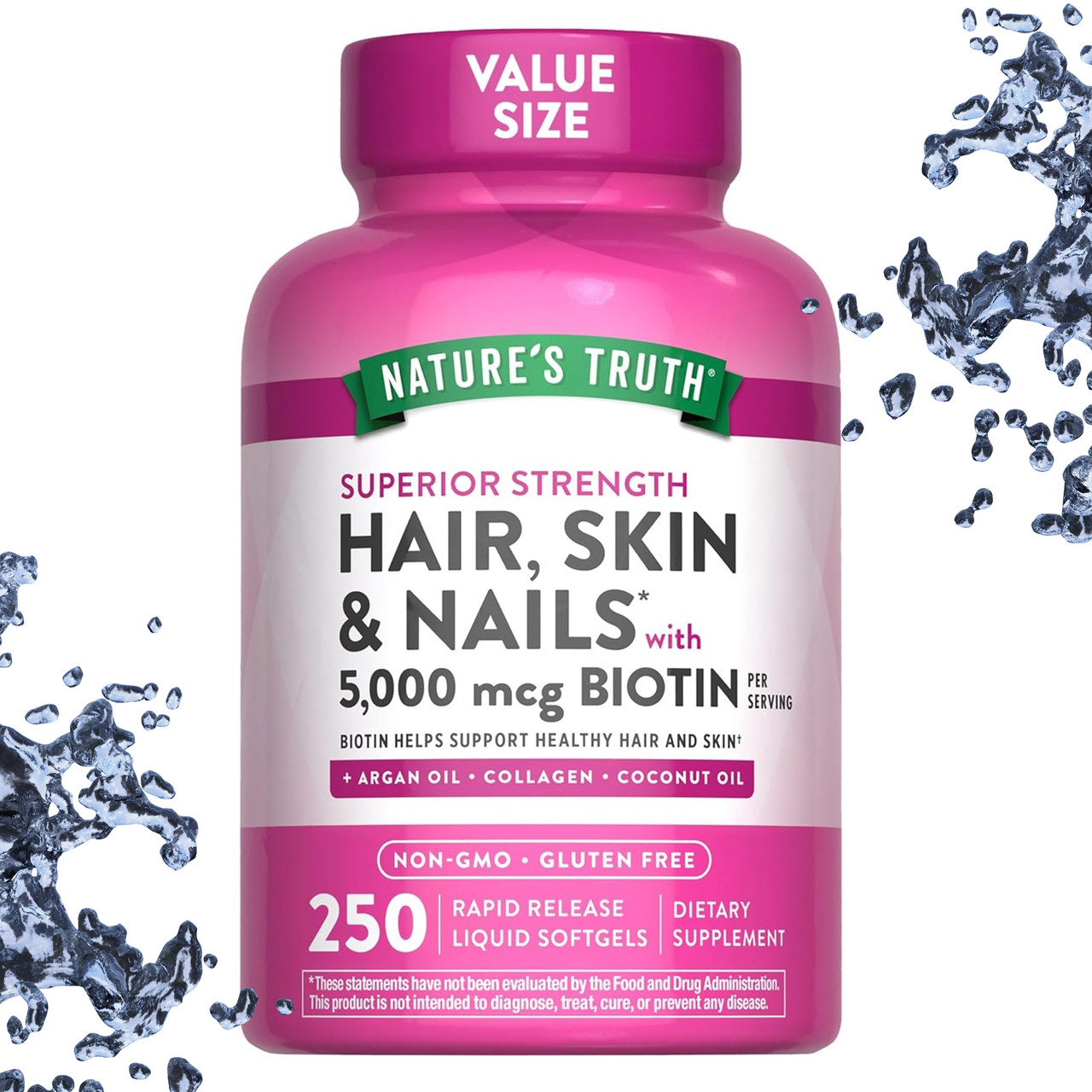 Nature's Truth Hair, Skin & Nails with Biotin (Волосся, Шкіра і Нігті + Біотин) 250 рідких капсул