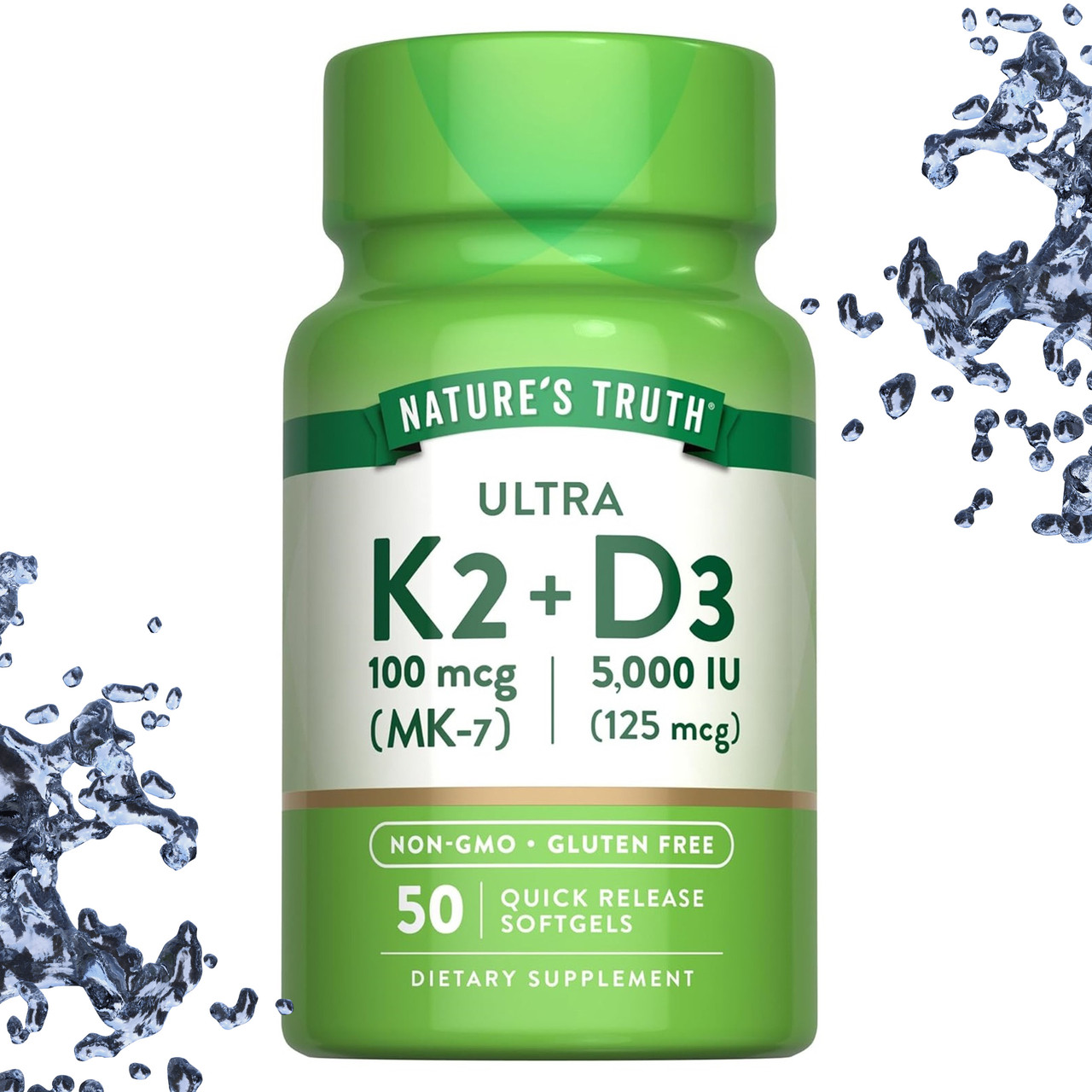 Nature's Truth K-2 + D3 (100 mcg MK-7, 5000 IU) 50 гелевих капсул
