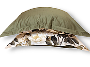 Постільна білизна Королева Ночі (Сатин Premium) | Полуторний комплект | 50х70 | Квіти на світлому та оливковому, фото 4