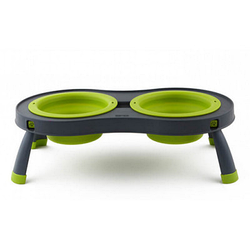 Подвійна миска на складній підставці для собак і кішок Dexas (Дексас) Double Elevated Feeder 600 мл зелений