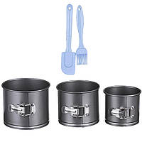 Набір форм для випікання пасхи 3 шт. із силіконовими лопаткою та пензлем KITUA