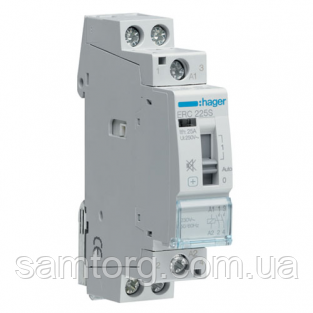 Контактор безшумний з ручним керуванням Hager ERC225S 25A 2НО 230W