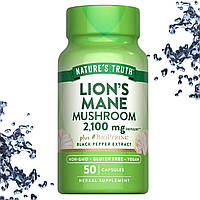 Для мозку Nature's Truth Lion's Mane Mushroom 2100 мг plus Bioperine 50 вегетаріанських капсул