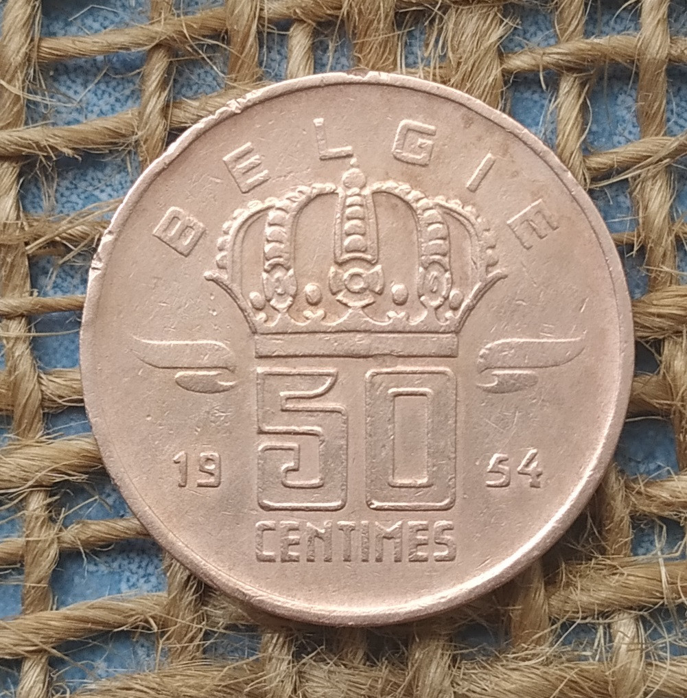 50 сантимiв 1954 року. Бельгiя