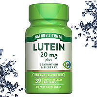Вітаміни для очей Nature's Truth Lutein 20 мг with Zeaxanthin & Bilberry 39 гелевих капсул
