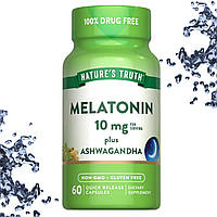 Мелатонін Nature's Truth Sleep Melatonin 10 мг на порцію з Ашвагандою 60 капсул