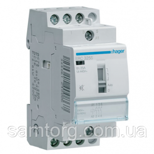 Контактор безшумний з ручним керуванням Hager ERC325S 25A 3НО 230W