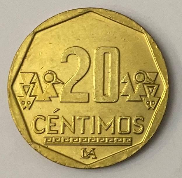 Монета Перу 20 сентімо 2014 р.