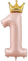 Фольгована цифра КНР 40"(101 см) "Princess" рожева з короною 1