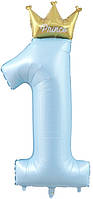 Фольгована цифра КНР 40"(101 см) "Prince" блакитна з короною 1