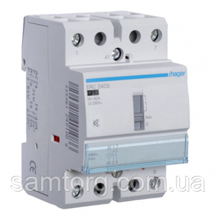 Контактор безшумний з ручним керуванням Hager ERC240S 40A 2НО 230W