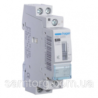 Контактор безшумний з ручним керуванням Hager ERD225S 25A 2НО 24W