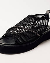 Босоніжки із сіткою на платформі Krula 20778 чорна шкіра текстиль, фото 2
