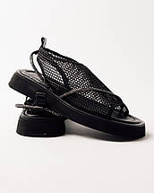 Босоніжки із сіткою на платформі Krula 20778 чорна шкіра текстиль, фото 5