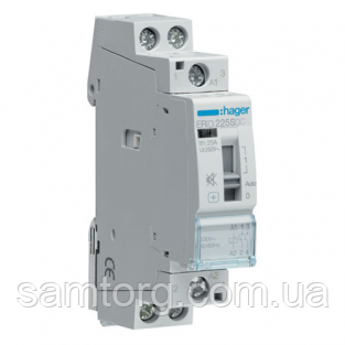 Контактор безшумний з ручним керуванням Hager ERD225SDC 25A 2НО 24W