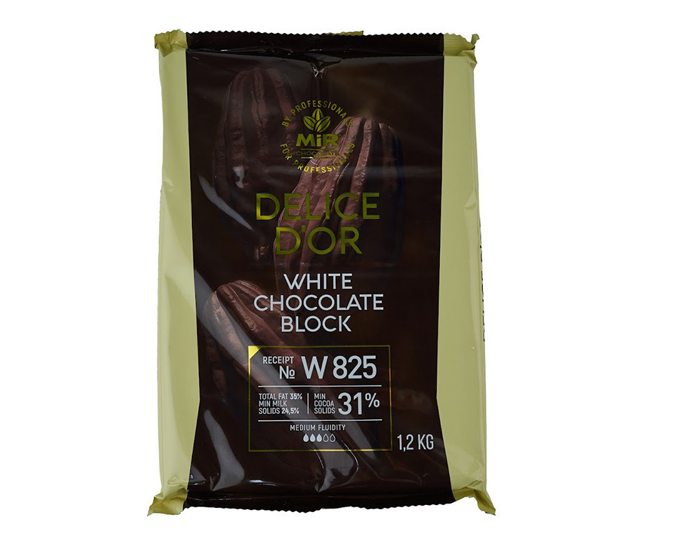 Шоколад білий W825 DELICE D'OR блок (1,2 кг)