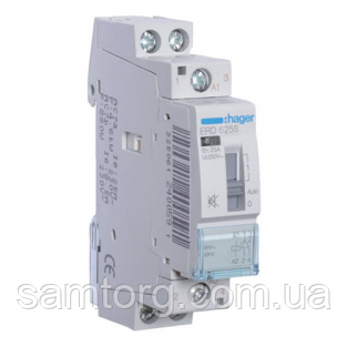 Контактор безшумний з ручним керуванням Hager ERD625S 25A 2НО 24W