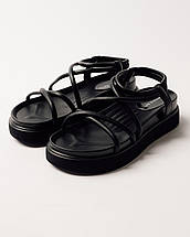 Босоніжки на платформі Prima d'Arte 23573 чорні шкіра, фото 3