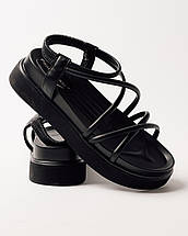 Босоніжки на платформі Prima d'Arte 23573 чорні шкіра, фото 5