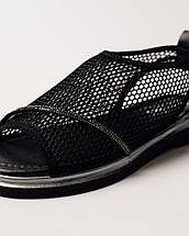 Босоніжки із сіткою Krula 12725535 чорна шкіра текстиль, фото 2