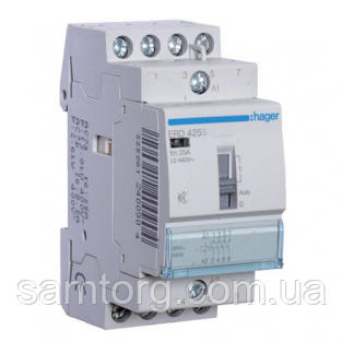 Контактор безшумний з ручним керуванням Hager ERD425S 25A 4НО 24W