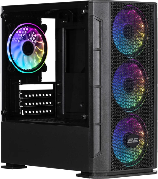 Корпус 2E Gaming CALLEO Black, без БЖ, Mini Tower, для Micro ATX / Mini ITX, 2xUSB 2.0, 1xUSB 3.0, 4x120 ARGB Fan, бічна панель із