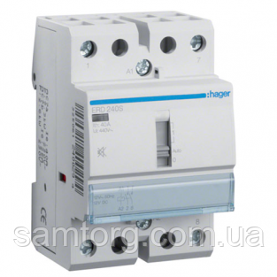 Контактор безшумний з ручним керуванням Hager ERD240S 40A 2НО 24W