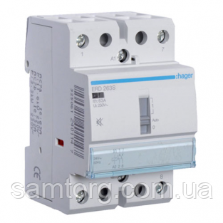Контактор безшумний з ручним керуванням Hager ERD263S 63A 2НО 24W