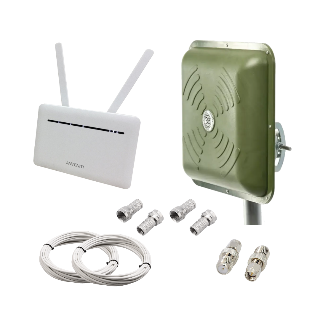 4G інтернет комплект WiFi маршрутизатор ANTENITI B535 та панельна антена ENERGY MIMO 2x15 дБ