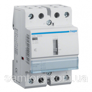 Контактор безшумний з ручним керуванням Hager ERL240S 40A 2НО 12W