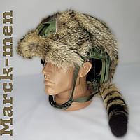 Кавер з хутра  на каску без вух Fast, кавер фаст без вух з хутра, хутряний кавер