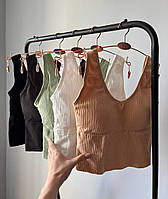 Женский удлиненный топ - майка в рубчик на лето, универсальный размер, цвет на выбор