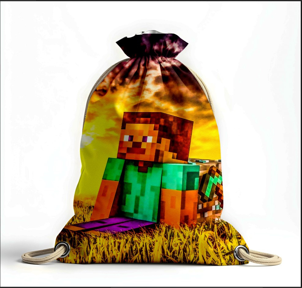 Рюкзак мішок "Майнкрафт Minecraft гра фільм поле", фото 1