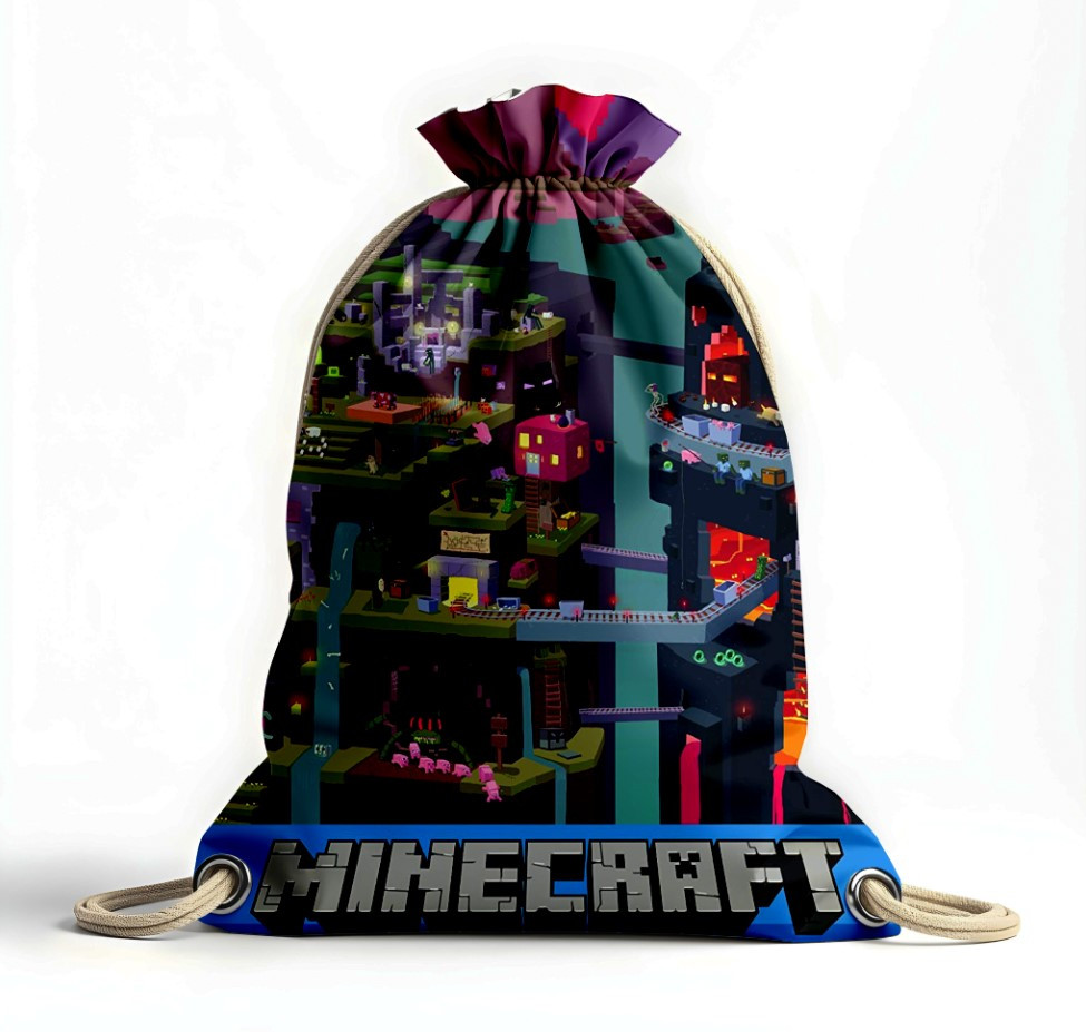 Рюкзак мішок "Майнкрафт Minecraft гра фільм місто", фото 1