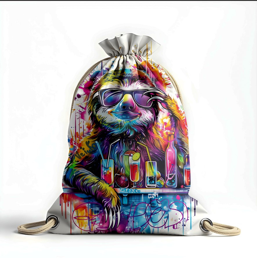 Рюкзак мішок "Лінивець арт потіки фарб на барі", фото 1