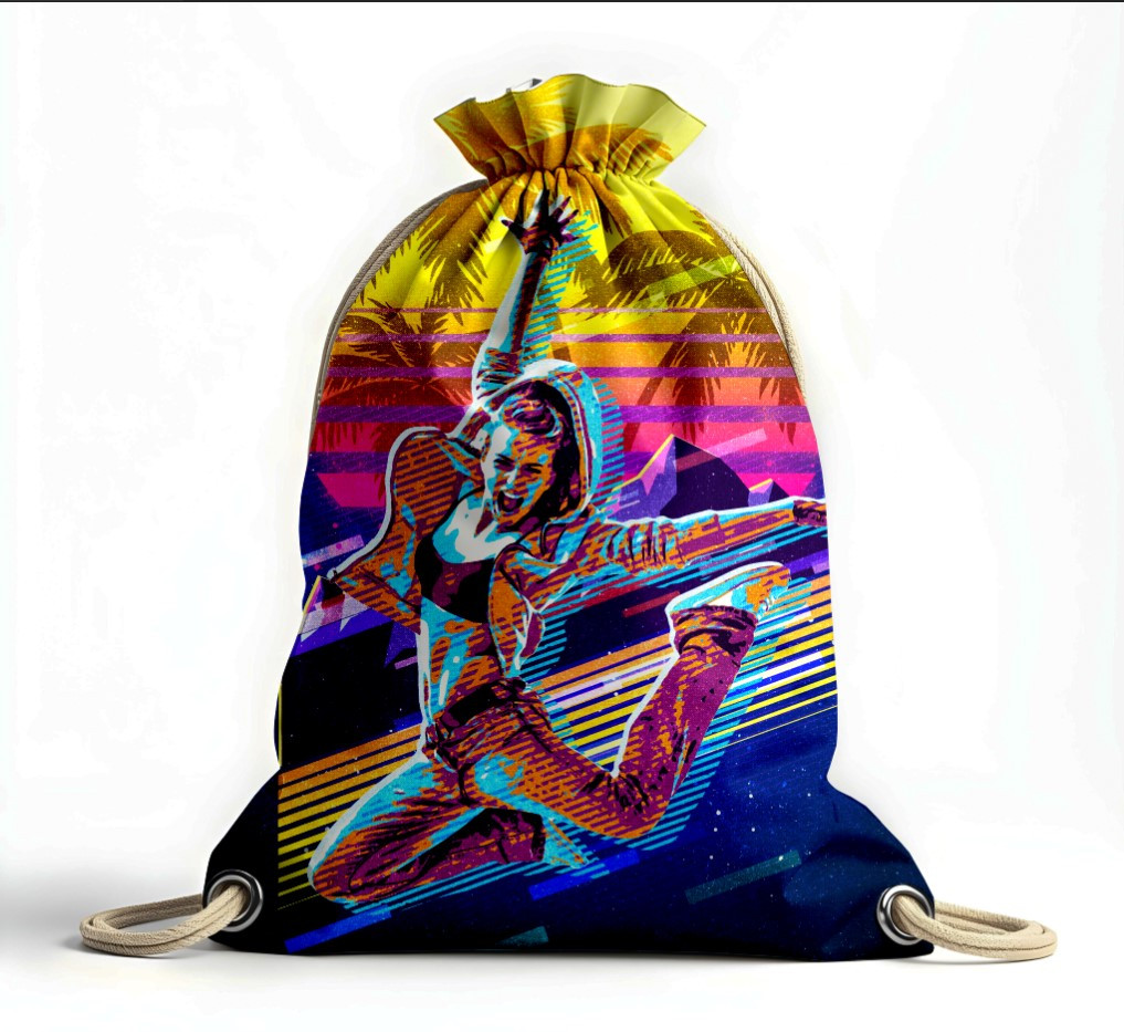 Рюкзак мішок "Брейк данс графіті арт танці малюнок фарби дівчина 2", фото 1