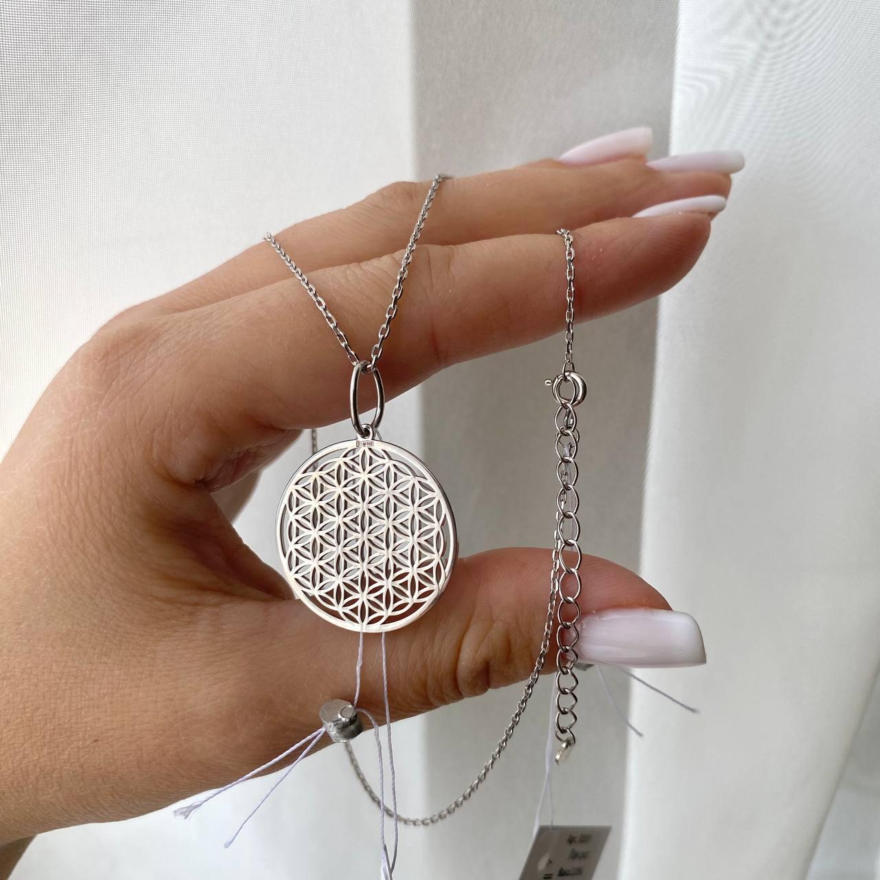 Срібний комплект Срібний кулон Квітка Життя Ланцюжок, фото 1