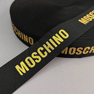 Резинка поясна брендована 3 см чорна з жовтим MC