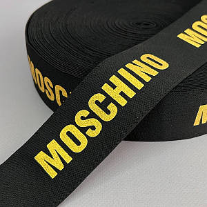 Резинка поясна брендована 5 см чорна з жовтим MC