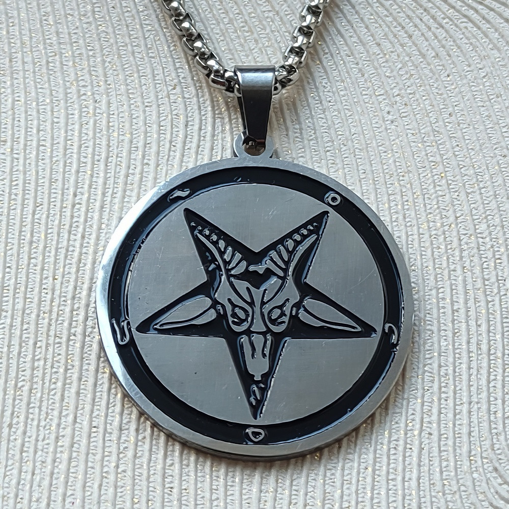 Кулон Бафомет пентаграма сталевий на ланцюжку KSV-68