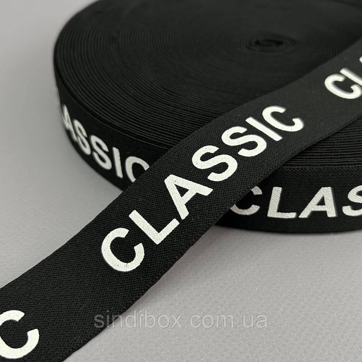 Резинка поясна брендована 3 см чорна з білим Classic