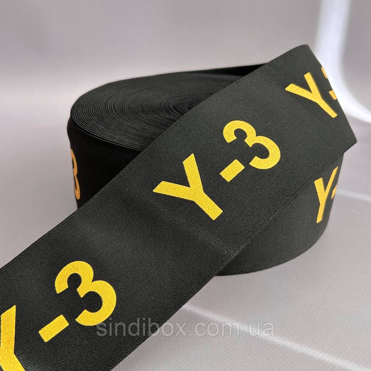 Резинка поясна брендована 8 см чорна з жовтим Y-3