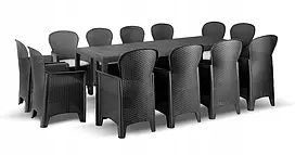 Елегантний комплект меблів на 12 персон QUEEN Folia12 — антрацит