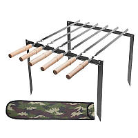 Набір для пікніка шампура неіржавкої сталі 600/10/3 міцні 6 шт Дерев'яна ручка Чохол Мангал