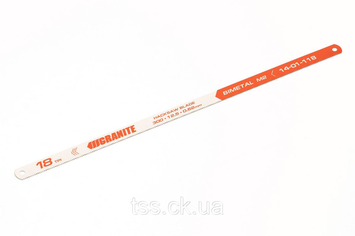 Полотно для металу GRANITE Bimetal одностороннє М2 300х12.5х0.62 мм/18х1" 6 шт 14-01-118