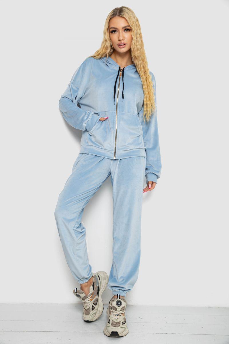 Спортивний костюм жіночий велюровий, колір блакитний, 238R107-1, фото 1