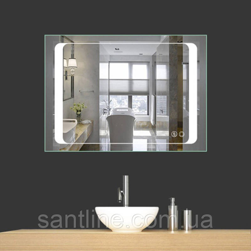 Дзеркало прямокутне Insana J018 60x80 або 80х60 см з LED підсвічуванням підігрівом для ванної кімнати, фото 1